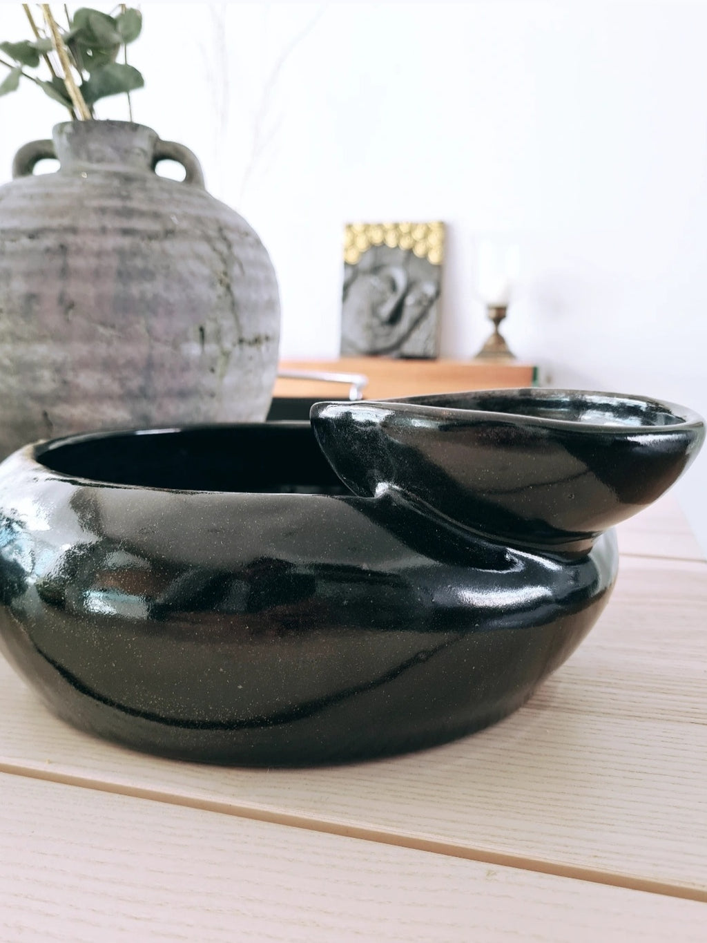 Large Bowl with integrated condiment bowl